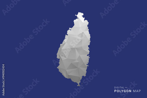 Saint Lucia Map - Polygon White and Black map Style Vector Illustration, Low Poly Geometric Design, Isolated on blue Background.