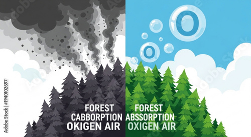 Forest carbon absorption and oxygen production environmental comparison