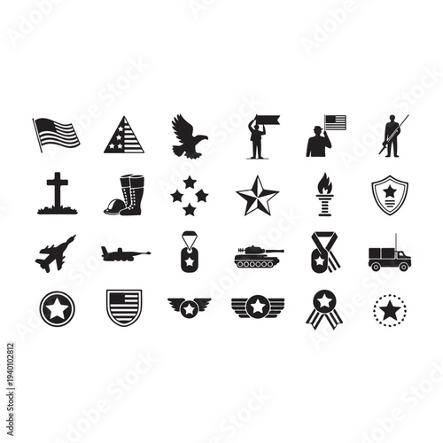 Black silhouette military and patriotic symbols 1