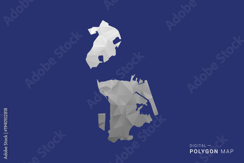 Macao Map - Polygon White and Black map Style Vector Illustration, Low Poly Geometric Design, Isolated on blue Background.