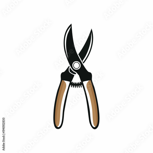 Vector illustration of ergonomic gardening pruning shears, an essential tool for horticulture, plant care, and outdoor landscape maintenance
