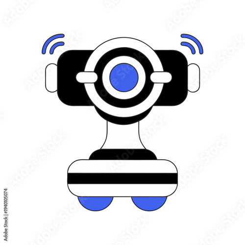 Modern security surveillance camera representing CCTV monitoring, video security systems, and smart home protection technology. Clean flat vector illustration