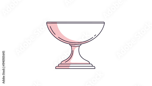 Simple line art illustration of a pink stemmed chalice or bowl with subtle shading and elegant curves against a clean white background.