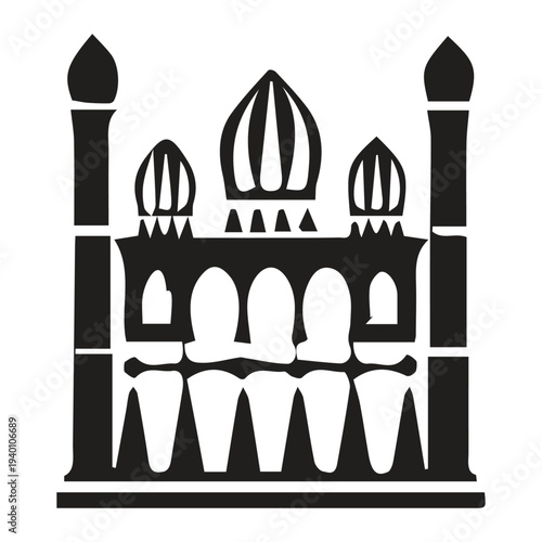 Islamic Mosque, Kaaba and Minaret Vector Illustration – Ramadan and Eid Islamic Architecture Design