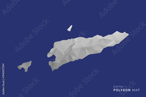 Timor Leste Map - Polygon White and Black map Style Vector Illustration, Low Poly Geometric Design, Isolated on blue Background.