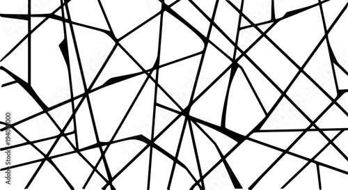 Abstract Black Lines Intersecting White Background Geometric Pattern