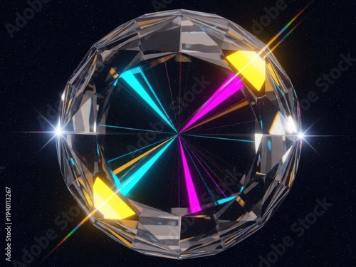Glowing crystal ball on dark background