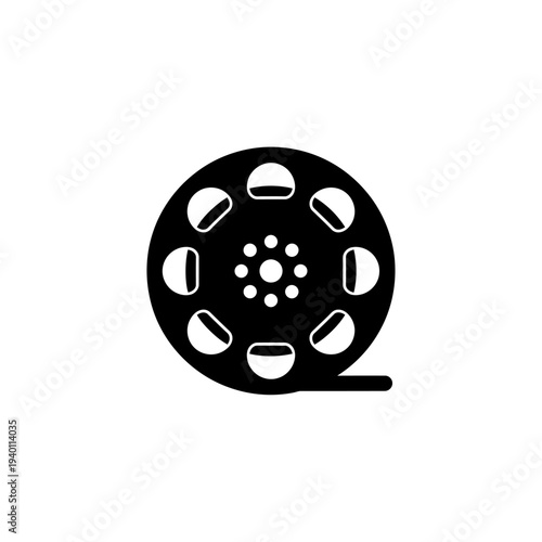 Classic Rotary Phone Dialer Black and White Icon for Communication Technology