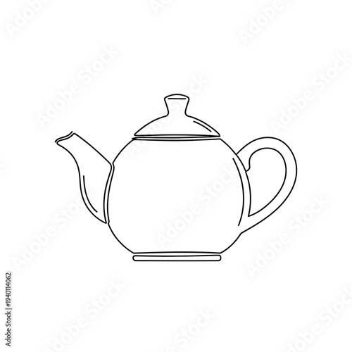 Classic Teapot Illustration with Elegant Shape and Handle for Kitchen Decor