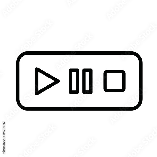 Close-up of a Media Control Interface Highlighting Play, Pause, and Stop Buttons