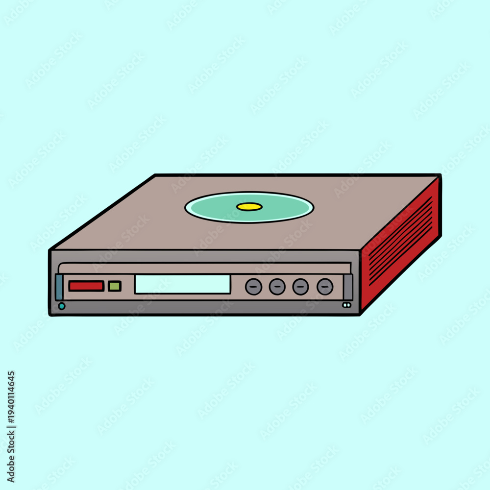 Fototapeta premium Flat vector illustration of a CD player, a relic of older technology