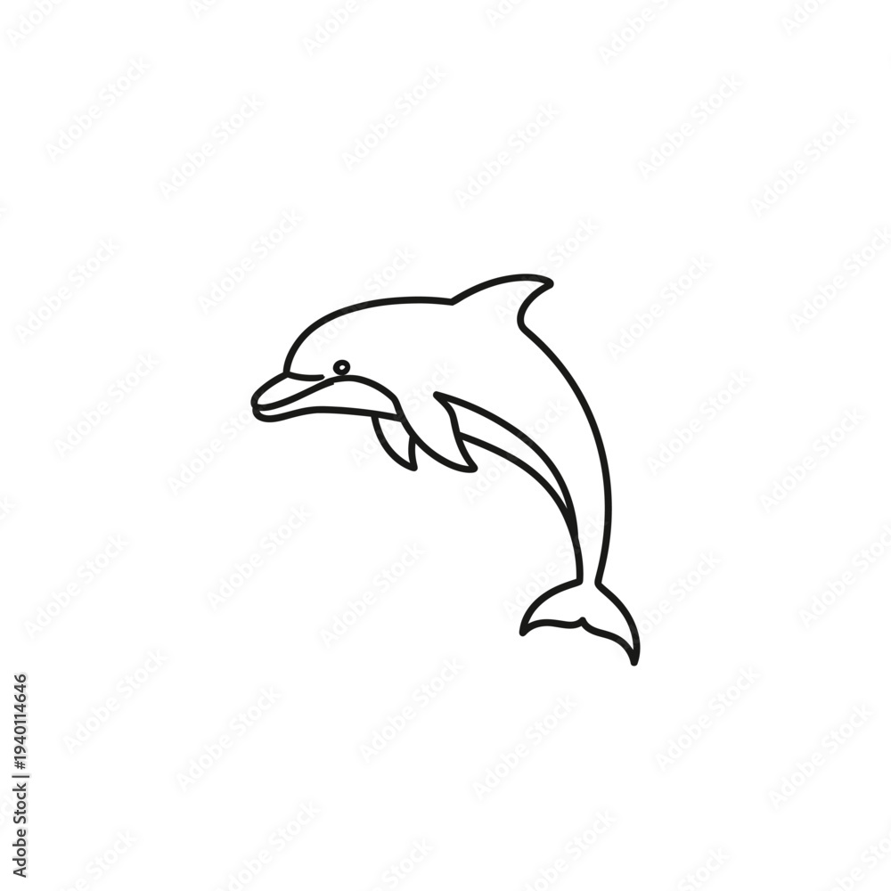 Fototapeta premium Cute Cartoon Dolphin Illustration For Marine Life and Ocean Themed Designs