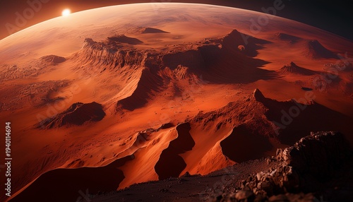 A Space Wallpaper Showing The Surface Of Mars In 8K Resolution Capturing Its Reddish Brown Color Texture And Craters Featuring Photorealistic Detail Focusing On Realistic Lighting