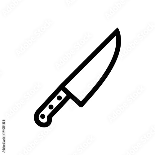 Close-up of a Sharp Kitchen Knife with a Wooden Handle on a White Background