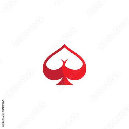 Red Spade Symbol on White Background