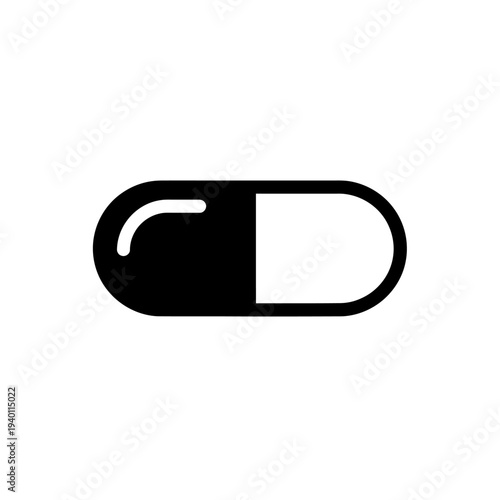 Close-Up of Capsule Pill with Distinct Black and White Coloring for Medicine and Healthcare