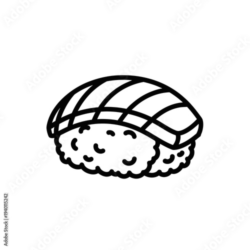 Delicious Fresh Sushi Roll with Nori Seaweed and Rice Sitting on White Background