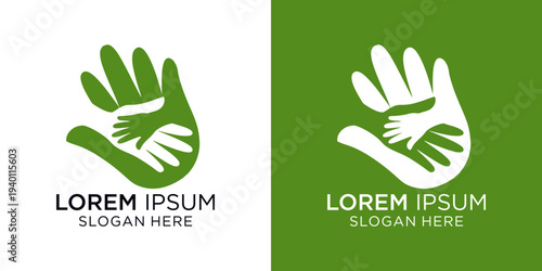 Family Hand logo symbolizing the hands of a family looking after each other, this design is suitable for insurance, family health clinics and hospitals