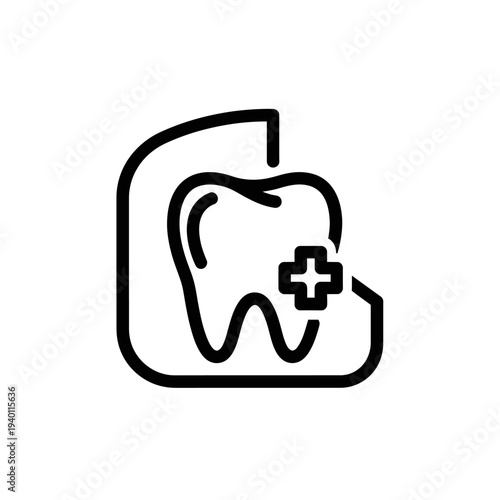 Dental Care and Oral Hygiene Concept with Tooth and Medical Cross Icon