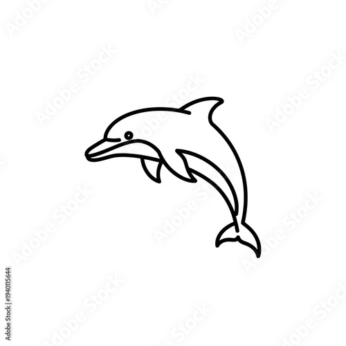Elegant Line Art Illustration of a Playful Dolphin Jumping in the Ocean