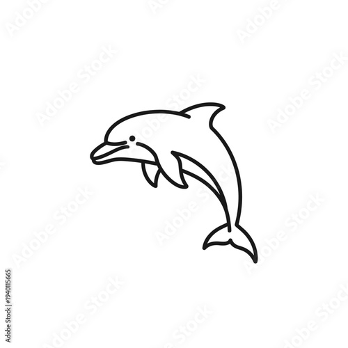 Elegant Line Drawing of a Playful Dolphin Illustration for Marine Life Concepts