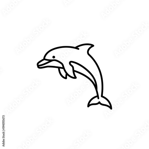 Elegant Line Art Illustration of a Playful Dolphin Towards Marine Life