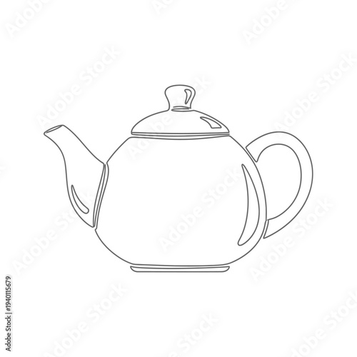 Elegant Line Art Illustration of Classic Teapot for Kitchen Decor