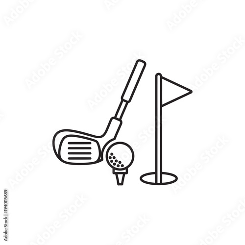 Golf Equipment Set with Club, Ball, and Flag for Sports and Recreation