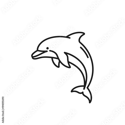 Elegant Line Drawing of a Playful Dolphin Illustration for Marine Life Themes