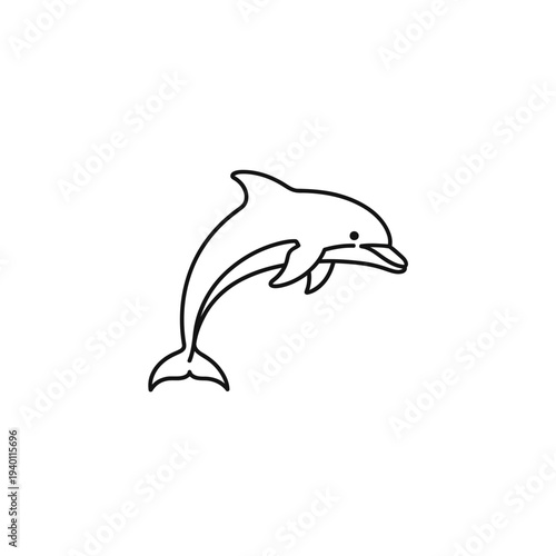 Elegant Line Drawing of a Playful Dolphin in Motion for Wildlife Illustration