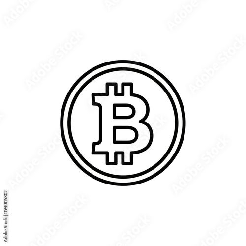 Digital Cryptocurrency Bitcoin Logo Icon Illustration for Financial Technology