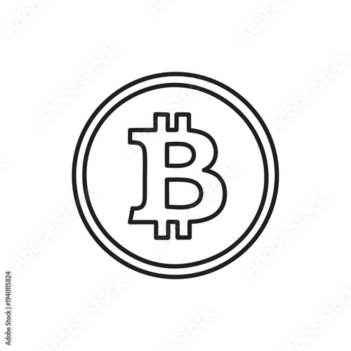 Digital Cryptocurrency Bitcoin Icon Symbol for Blockchain Technology