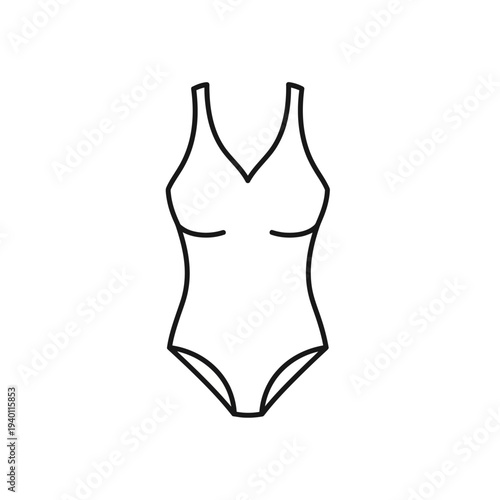 Elegant One-Piece Swimsuit with V-Neck Design for Beach and Swimwear Fashion