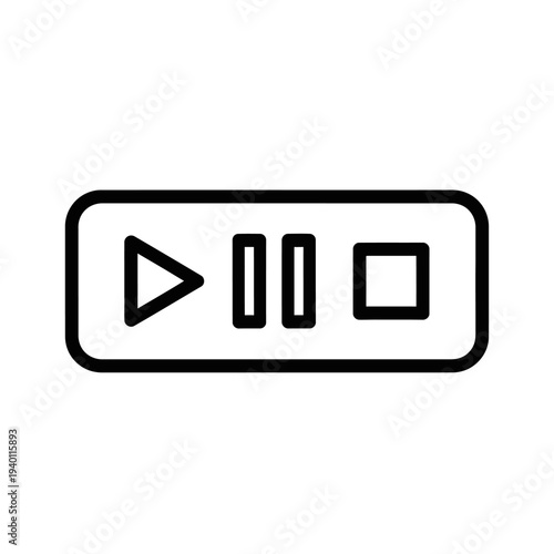 Digital Media Control Icons Set for Video Playback and Streaming