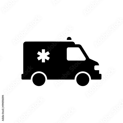 Emergency Medical Ambulance Vehicle Icon for Healthcare and Safety Signage