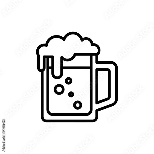 Illustration of a Beer Mug with Foam Overflow for Beverage and Drinking Concept