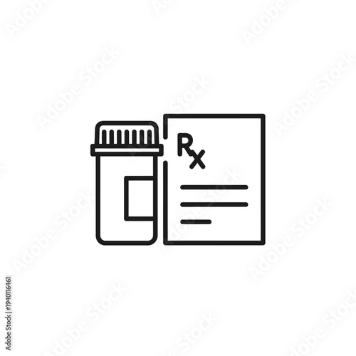 Medical Prescription Bottle and Prescription Paper for Healthcare and Medication
