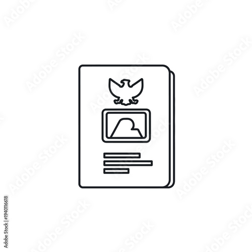 Illustration of a passport with an eagle emblem and travel document design