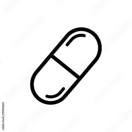 Minimalist Black and White Capsule Medication Icon for Healthcare Topics