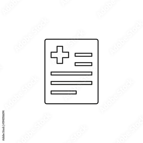 Medical Report Document with Healthcare Cross Icon on White Background