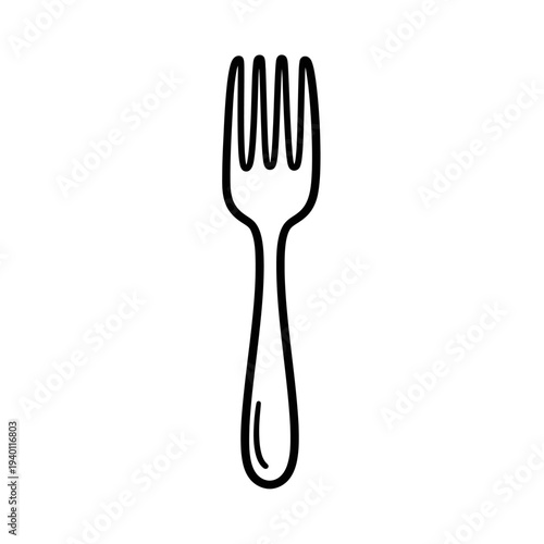 Minimalist Black and White Line Art of Fork for Culinary and Food Design