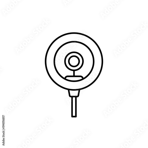 Minimalist Black and White Line Drawing of a Archery Target for Sports and Recreation