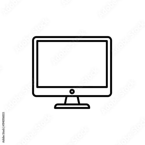 Minimalist Black and White Computer Monitor Illustration for Technology Design