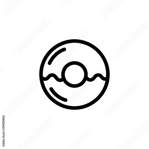 Minimalist Black and White Line Drawing of a Bicycle Helmet Illustration