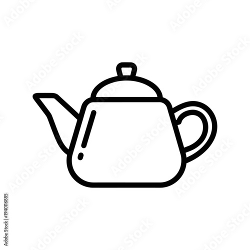 Minimalist Black and White Line Drawing of a Classic Teapot for Kitchen Decor