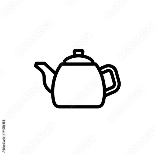 Minimalist Black and White Line Drawing of a Classic Teapot for Kitchen Decor