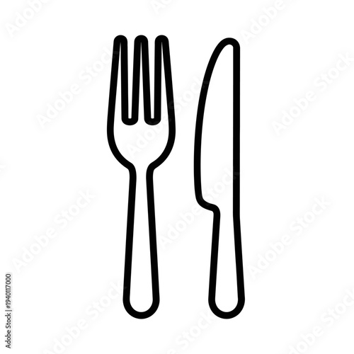 Minimalist Black and White Cutlery Line Art for Elegant Dining Themes