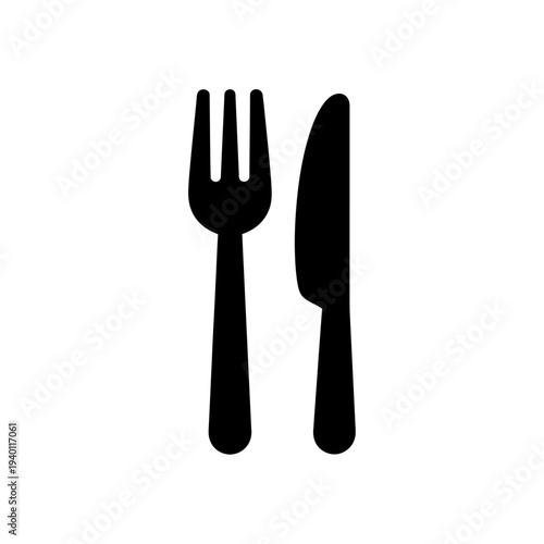 Minimalist Black and White Cutlery Illustration for Food and Dining Themes