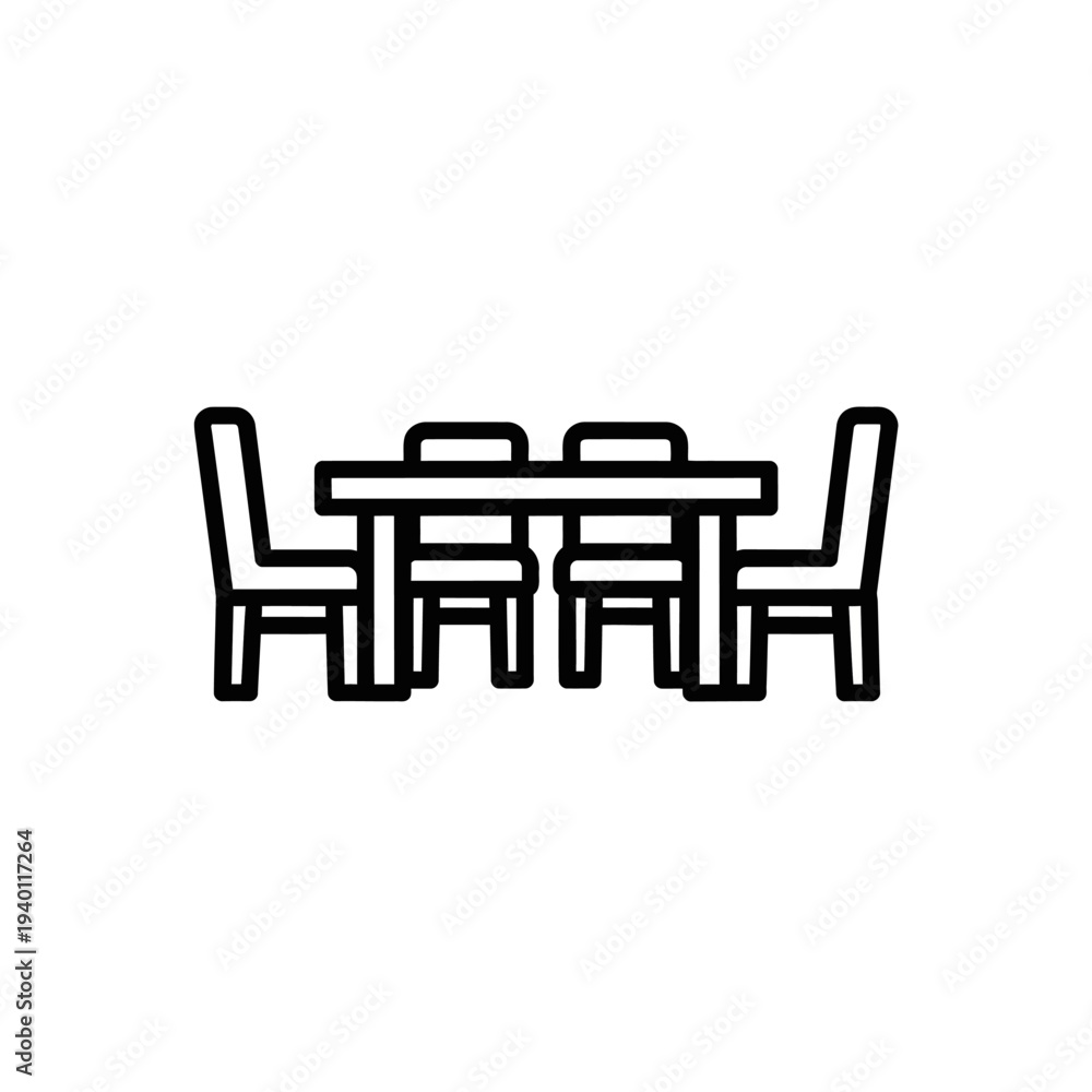 Fototapeta premium Minimalist Dining Room Scene with Modern Table and Chairs