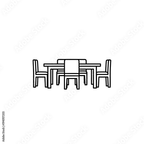Minimalist Illustration of a Dining Table with Chairs in Modern Interior Design